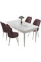 Hanah Home Juego de Mesa y Sillas de Comedor de 5 Piezas - Blanco y Rosa Empolvado